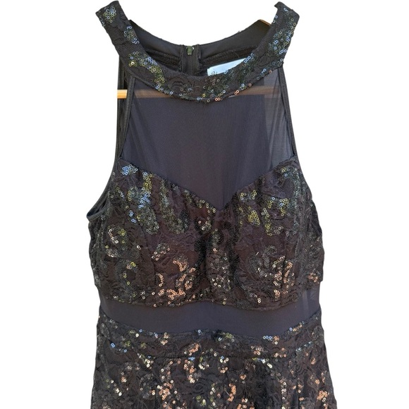 Honey & Rosie Womens Black Sequin High Neck Dress Size M retro vibes Whimsigoth - Picture 6 of 15